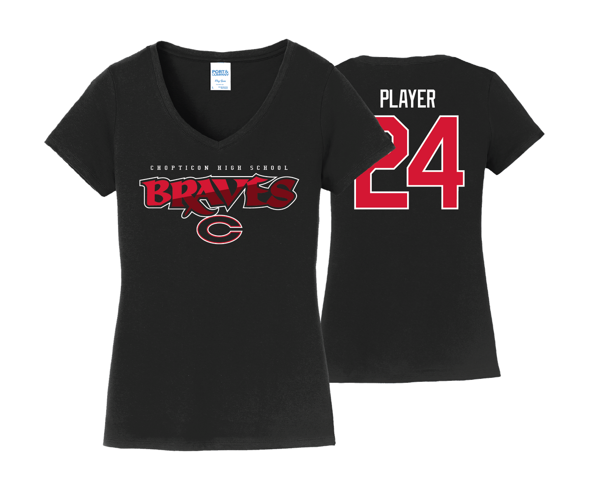 Chopticon Braves Softball - Womens Short Sleeve Cotton Shirt V Neck– eShore  Sports