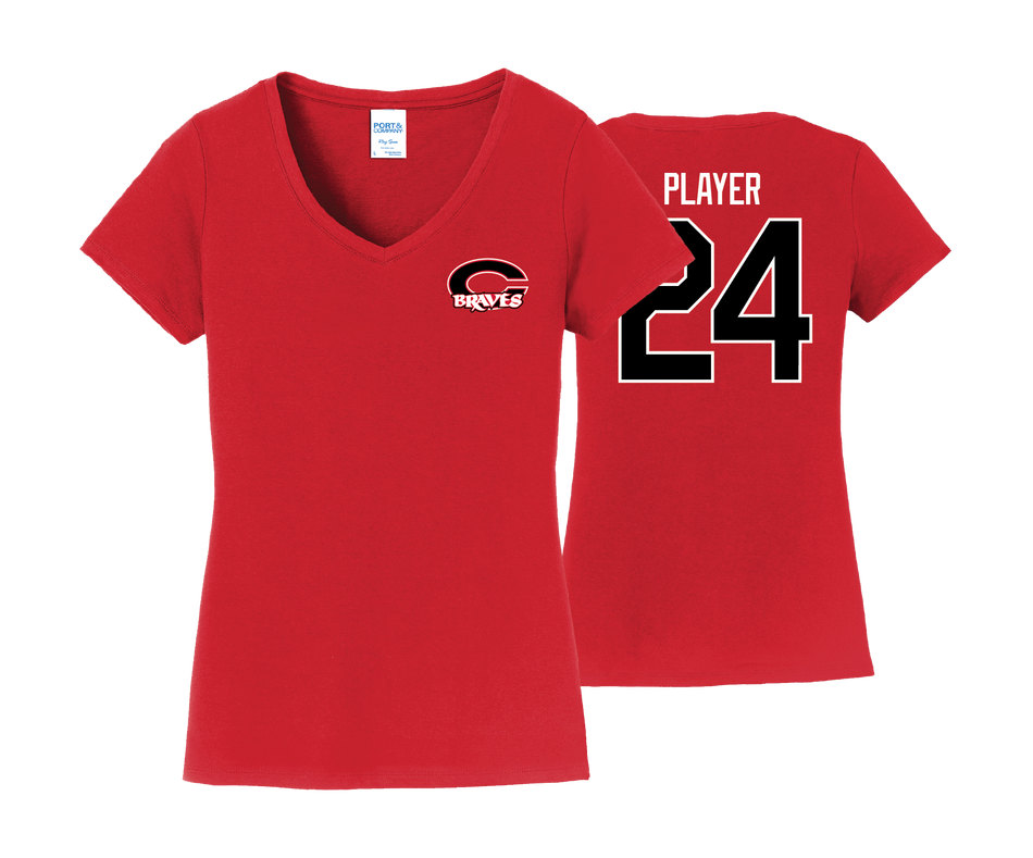 Chopticon Braves Softball - Womens Short Sleeve Cotton Shirt V Neck– eShore  Sports