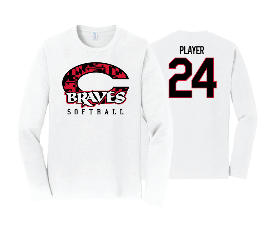 Chopticon Braves Softball - Women's Long Sleeve Cotton Shirt V Neck– eShore  Sports